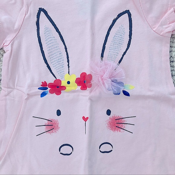 NWOT FIRST IMPRESSIONS Baby Girl Pink Bunny Short Sleeve Tee Shirt SIZE 12 MO - Picture 3 of 5